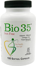 Bio-35 100ct Iron Gluten & Soy- Free Daily Multivitamin for Men & Women Wellness – High Potency Softgel with Trace Minerals, Vitamin D3, Vitamin A, Flax Seed Oil - Immune Support, Digestion, & Energy