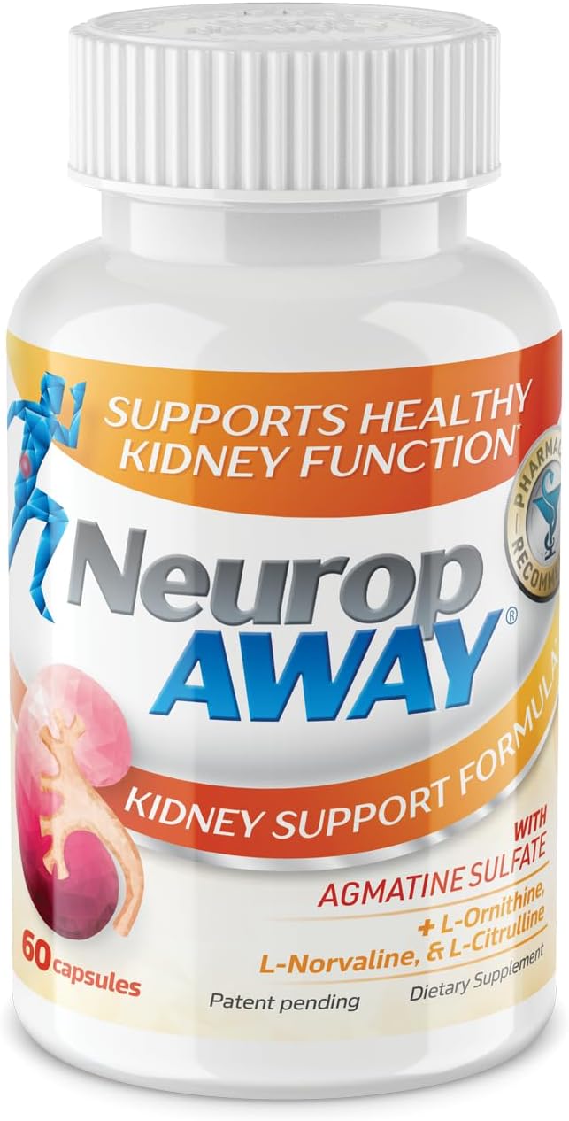NeuropAWAY Kidney Support Supplement with Agmatine Sulfate, L-Novaline, L-Ornithine, L-Citrulline Provides Fast, Powerful Kidney Support, 60CT