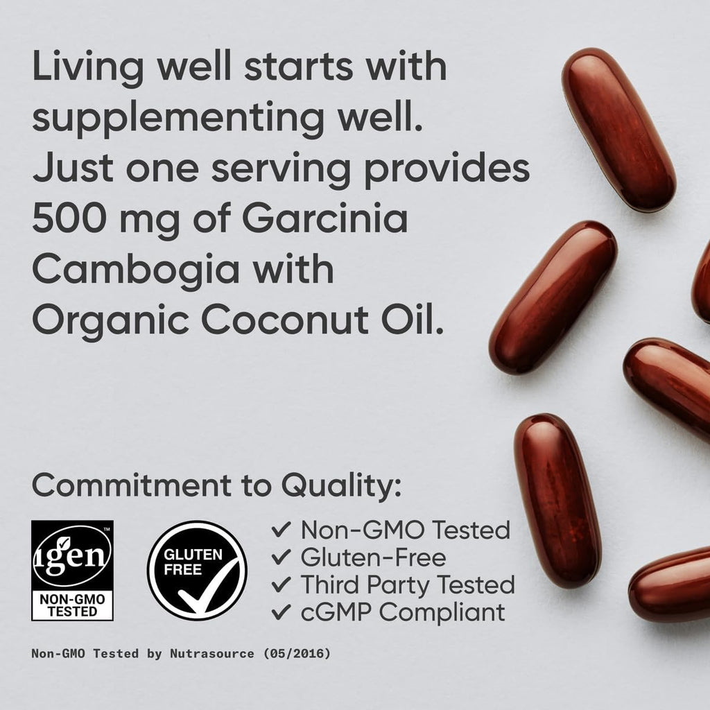 Sports Research Garcinia Cambogia Extract (60% HCA) with Extra Virgin Organic Coconut Oil | Non-GMO, Soy & Gluten Free (90 Liquid Softgels)