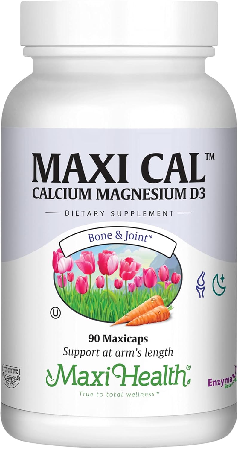 Maxi Health Calcium 1000 mg Supplement with Vitamin D3 (1000 IU) and Magnesium (500 mg) - Bone, Teeth and Joint Support for Men and Women - 90 Capsules