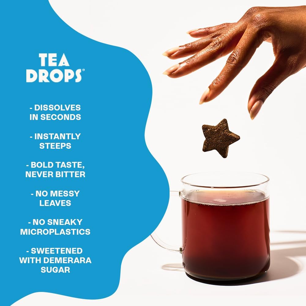 Tea Drops Holiday Sampler Box 25 Count | Organic Dissolvable Loose Leaf Tea | Iced or Hot | Microplastic-Free | Naturally Sweetened Organic Chai, Rose Earl Grey, Citrus Ginger, Peppermint, Matcha | 25 Servings - 5 Per Flavor