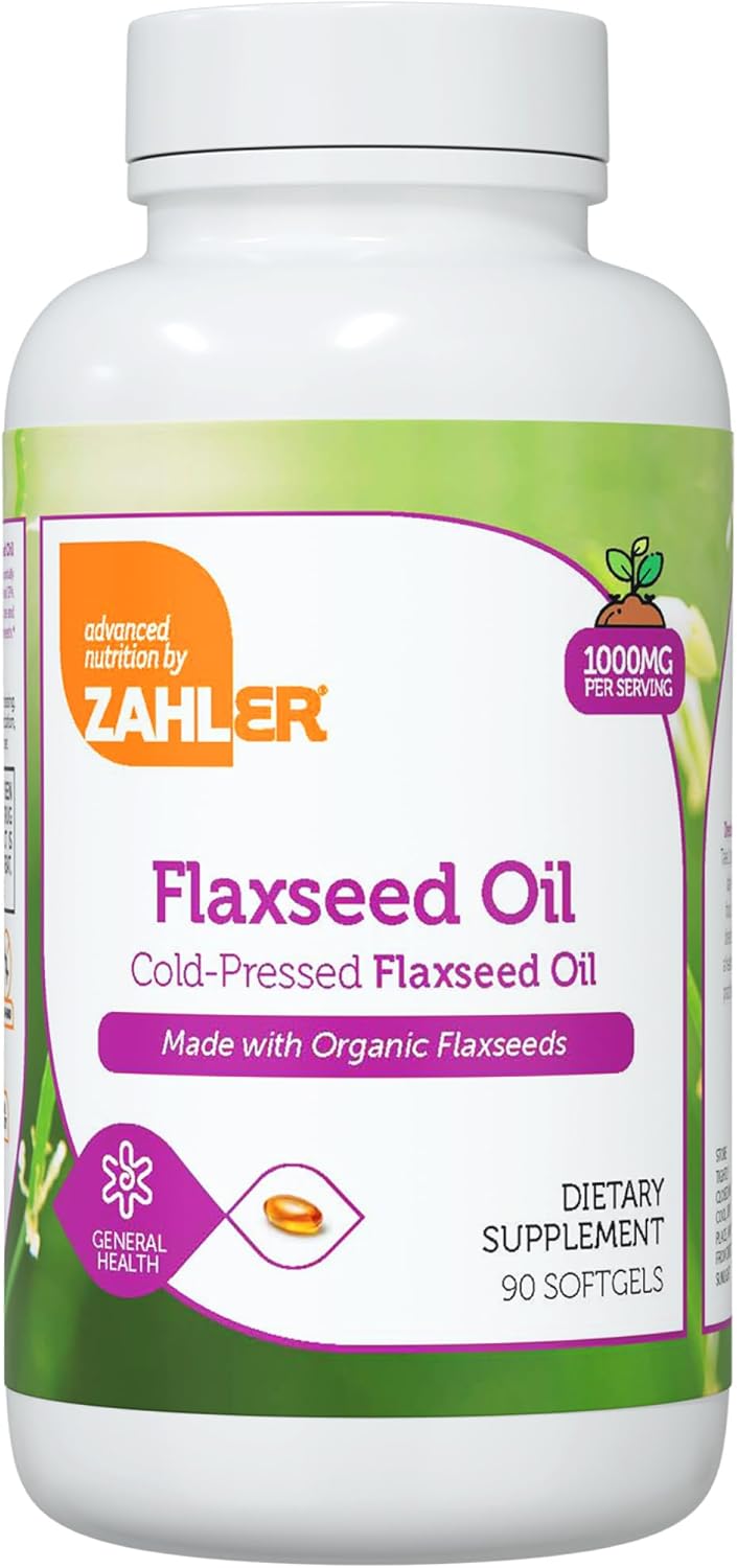Zahler Organic Flaxseed Oil - 1000mg Softgels - Cold-Pressed - Omega 3 ALA Supplement - Kosher Non-GMO Gluten Free Vegetarian-Friendly Supplement (88+2 Count)