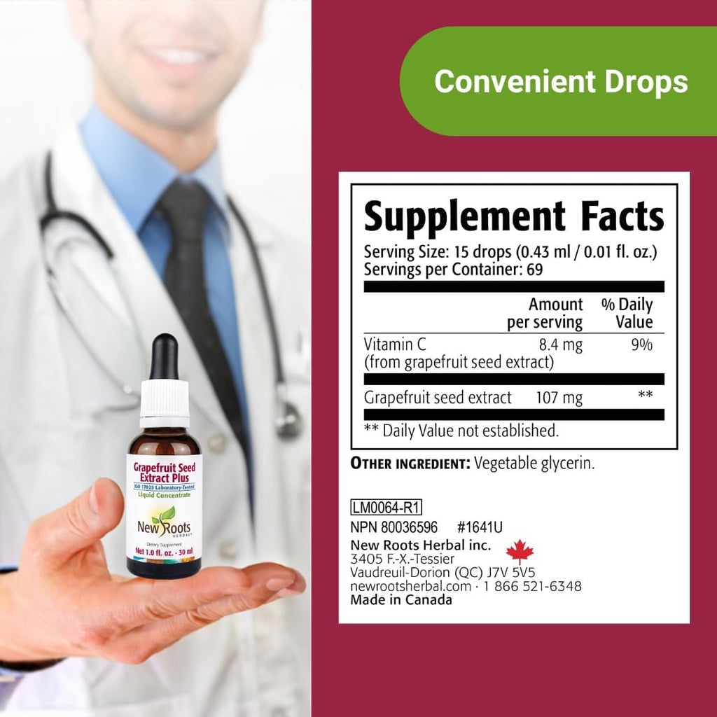 NEW ROOTS HERBAL Grapefruit Seed Extract Tincture (30 ml) | Highly Concentrated Liquid Drops | Gluten Free, Non-GMO | GMP Certified