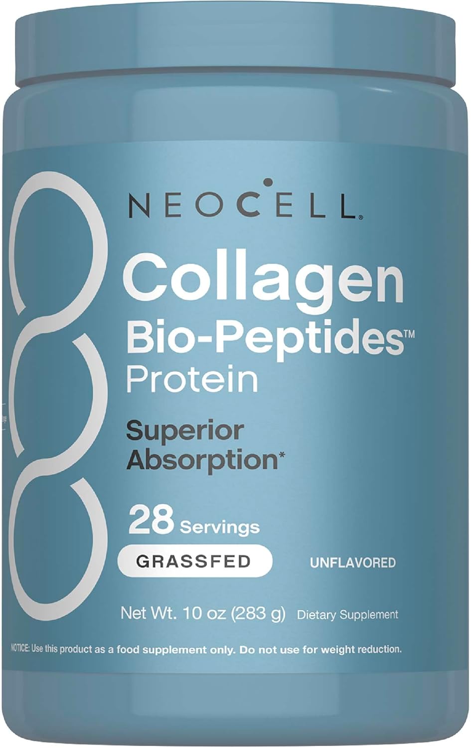 NeoCell Collagen Bio-Peptides Powder | 10oz | Super Hair, Skin, and Nails | Superior Absorption | Grassfed Protein Supplement | Advanced with 18 Essential Amino Acids