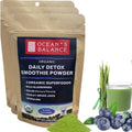 Ocean's Balance Daily Cleanse Smoothie Powder – Organic Blend with Blueberry, Spirulina, Dulse Seaweed & Barley Grass – Nutrient-Rich Superfood Smoothie Mix (4 oz - 3 Pack)
