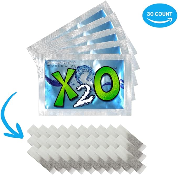 X2O Flavorless Drop-In Mineral Bags for Alkaline & Hydrogen Water – 30 Count | Alkalize Filtered Water | Add 70+ Ionic Trace Minerals for Cellular Hydration, Balanced pH, and Electrolytes