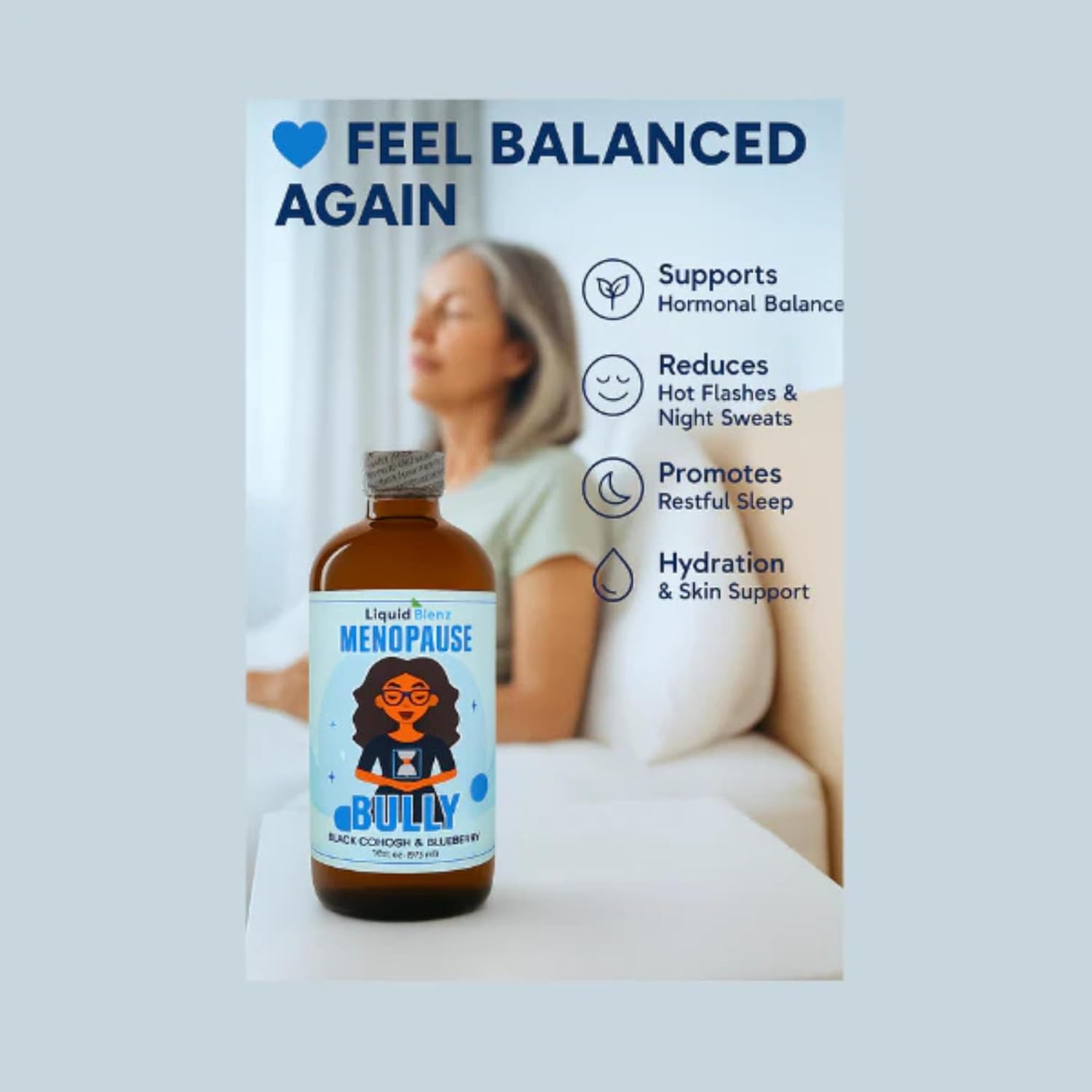 Menopause Bully | Herbal Supplement for Natural Support | Helps Ease Menopause Symptoms & Promote Balance | 32 Oz