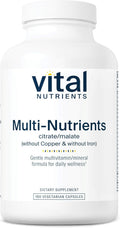 Vital Nutrients Multi-Nutrients 3|Vegetarian Multivitamin|Citrate/Malate Formula|Without Copper or Iron| Multi Vitamin, Mineral, & Antioxidant Supplement| Gluten, Dairy, Soy Free|Non-GMO|180 Capsules