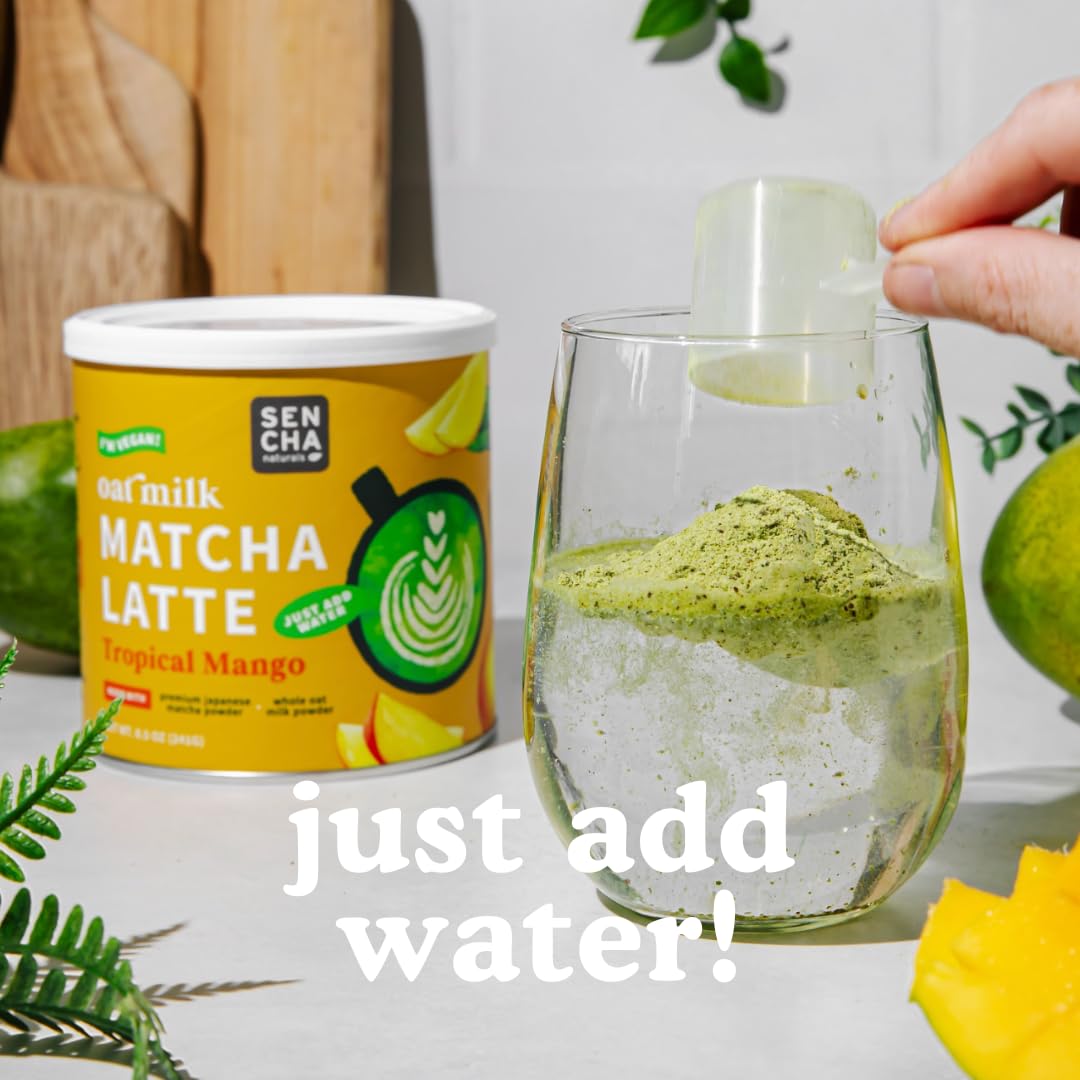 SENCHA NATURALS Oat Milk Vegan Matcha Latte Tropical Mango 8.5 oz