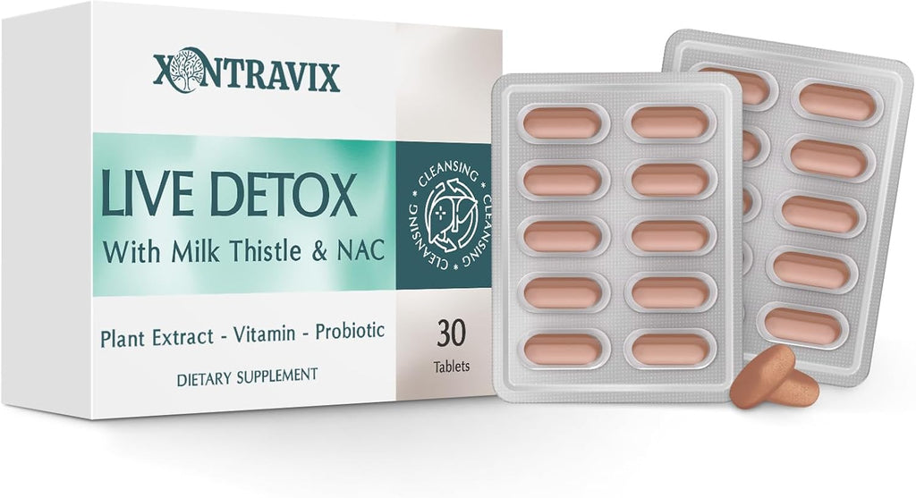 Liver Detox & Liver Support Supplement with Milk Thistle | Liver Detox Formula with 15B CFU Probiotics for Digestion, Detox & Cleanse | Dandelion Root & Turmeric | Blister-Sealed Tablets (1 Pack)