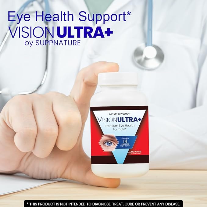 (3 Pack) Official VisionUltra+ Eye Health Support Supplement Premium Blend*, Vision Ultra+ Capsules Eye Health Formula with Lutein, Beta-Carotene, Vitamin B12 and Zinc, 180 Capsules