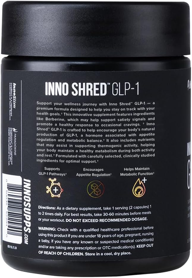 Inno Supps Inno Shred™ GLP-1 | Thermogenic Support + Appetite Support + Energy* | Berberine + Chromium | 60 Capsules. 30 Servings.