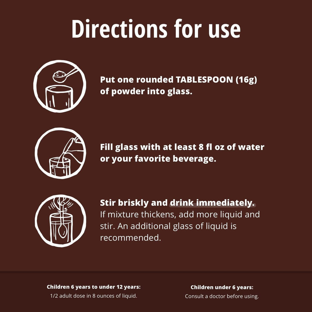 Sugar-Free Psyllium Husk Fiber Powder, Chocolate Flavored 19 oz