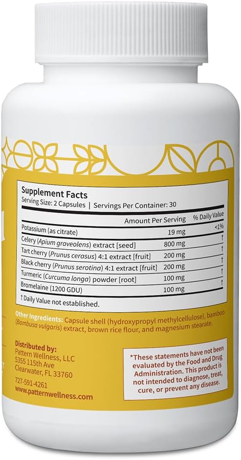 Pattern Wellness Uric Acid Support Supplement – Supports Uric Acid Balance & Joint Wellness – Herbal Formula – 3rd Party Lab Tested – 60 Veggie Capsules