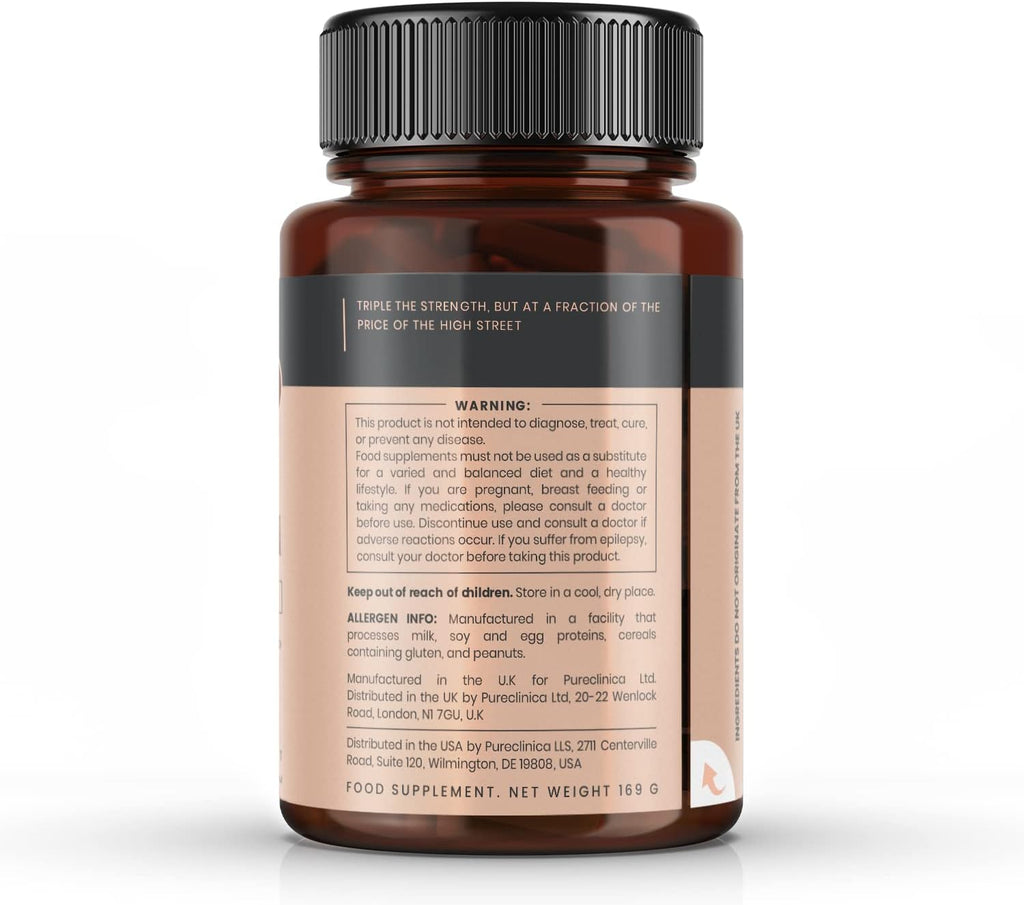 pureclinica Hyaluronic Acid 300mg x 1080 Tablets (6 Bottles of 180 Tablets - 3 Years Supply). Triple Strength Hyaluronic Acid. 300% Stronger Than Any Other HLA Tablet