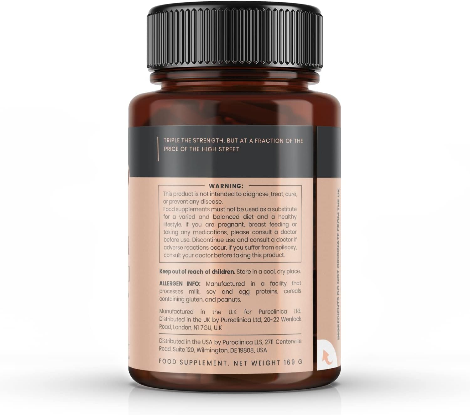 pureclinica Hyaluronic Acid 300mg x 1080 Tablets (6 Bottles of 180 Tablets - 3 Years Supply). Triple Strength Hyaluronic Acid. 300% Stronger Than Any Other HLA Tablet