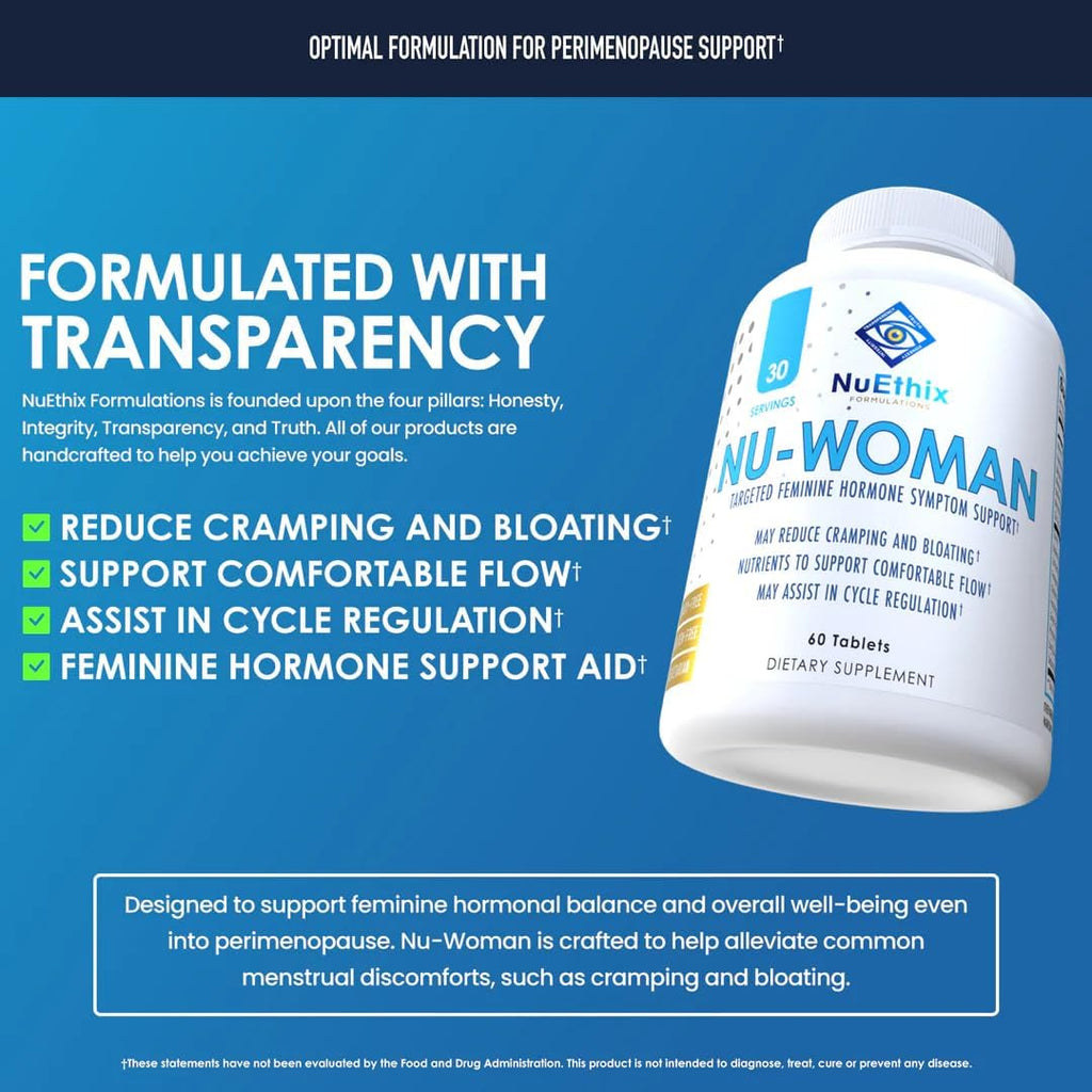 NuEthix Formulations Nu-Woman - Targeted Feminine Hormone System Support - Nutrients to Support Your Body Healing and Working The Way its Supposed to Work - 60 Tablets
