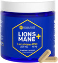 Organic Lions Mane Supplement Capsules - 1000mg Lions Mane Mushroom with 10mg PQQ - Brain Cell Optimizer for Memory, Learning, Mitochondrial Function - 60 Fruiting Body Mushroom Capsules