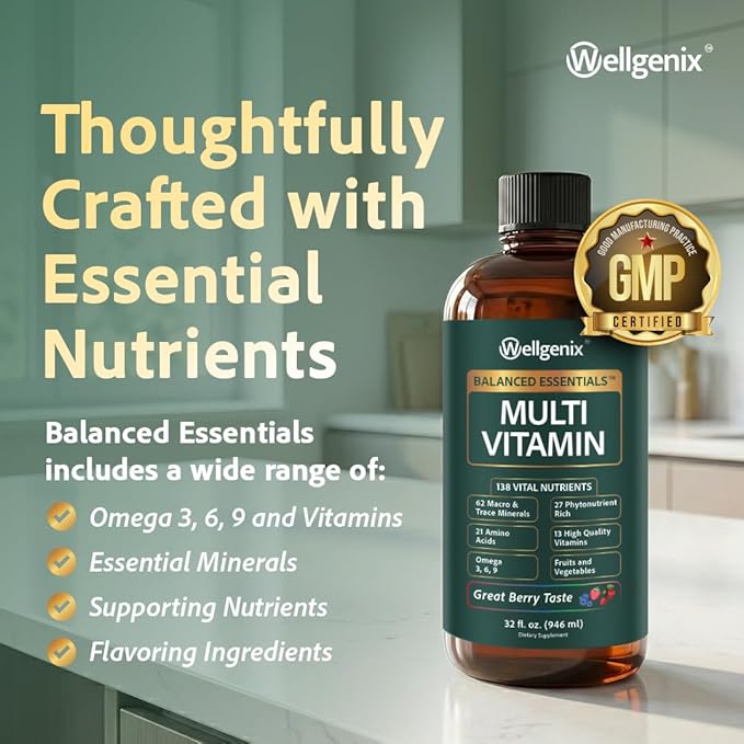 Balanced Essentials 2 Pack Natural Liquid Nutritional Supplement Vitamin 32 Ounces Very Berry S-BE32