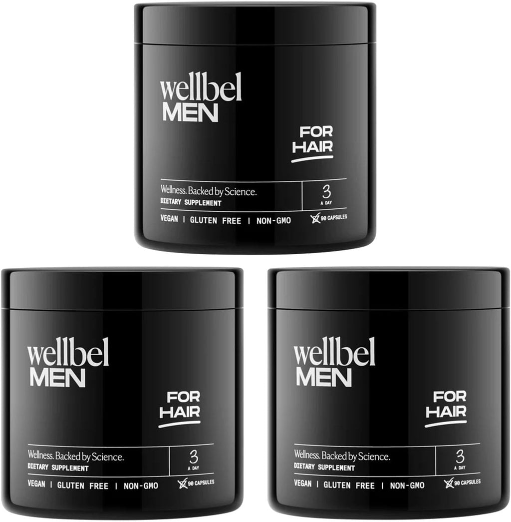 WELLBEL Men Clean Supplement for Hair, Skin, and Nails, Vegan, Gluten Free and Non GMO 90 Count - 3 Pack