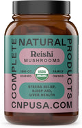 Complete Natural Products Organic Reishi Mushroom Capsules, 250mg, 100ct | Fruiting Body Extract | Plant-Based | Adaptogenic Support | Made in USA | Organic & Kosher Capsules