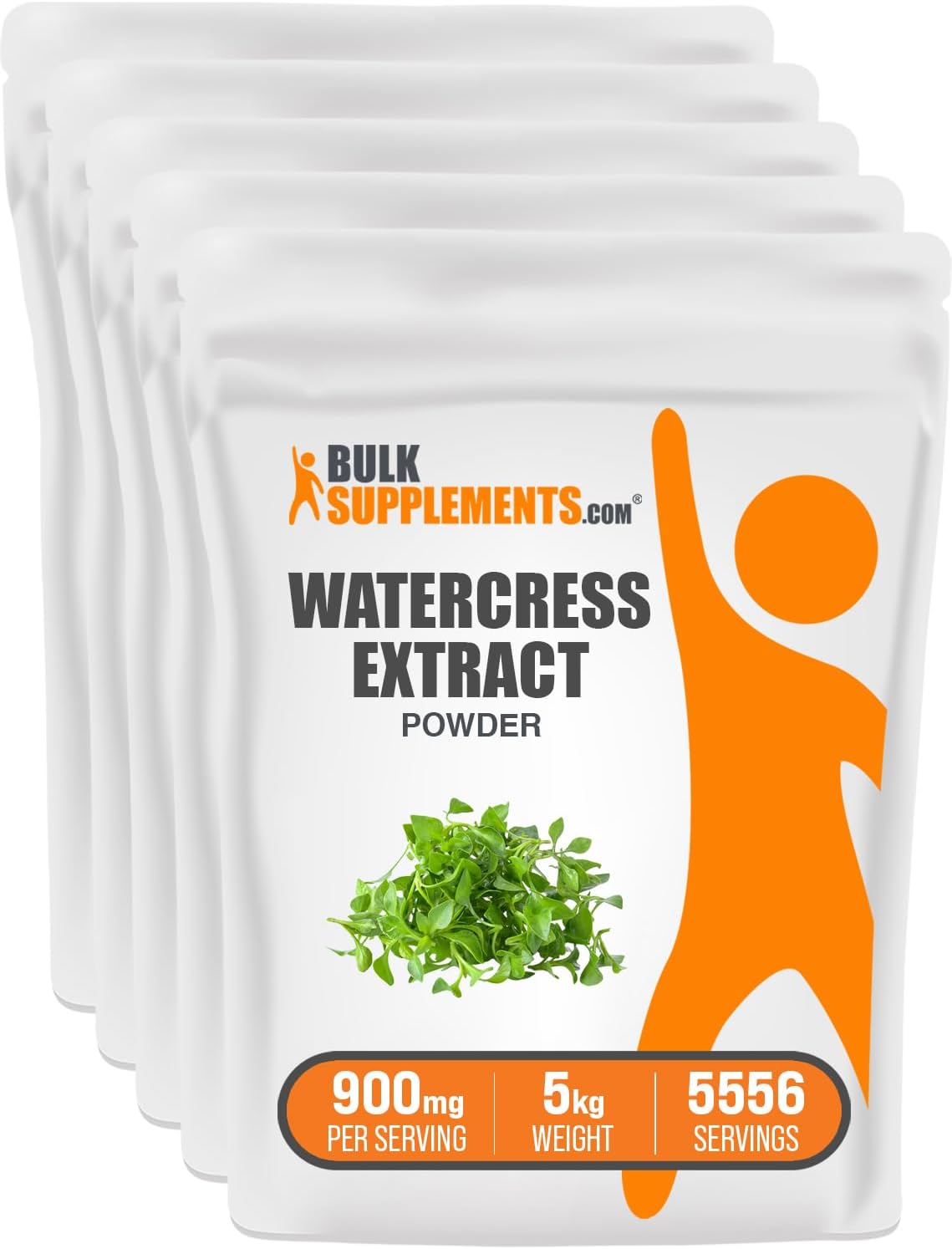 BulkSupplements.com Watercress Extract Powder - Nasturtium Officinale Extract, Watercress Powder - Gluten Free, 900mg per Serving, 1kg (2.2 Pound) (Pack of 5)