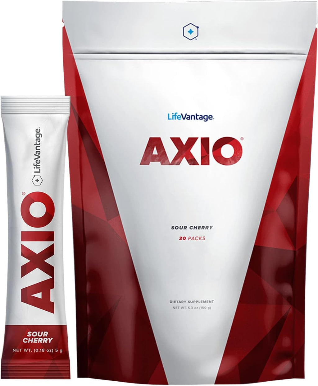 LifeVantage AXIO Regular Energy Drink Powder, Nootropic Supplement, Focus & Mood Support, with L-theanine, Green Tea, B Vitamins, DMAE, Quercetin & Pine Bark, Sour Cherry, 30 Packets