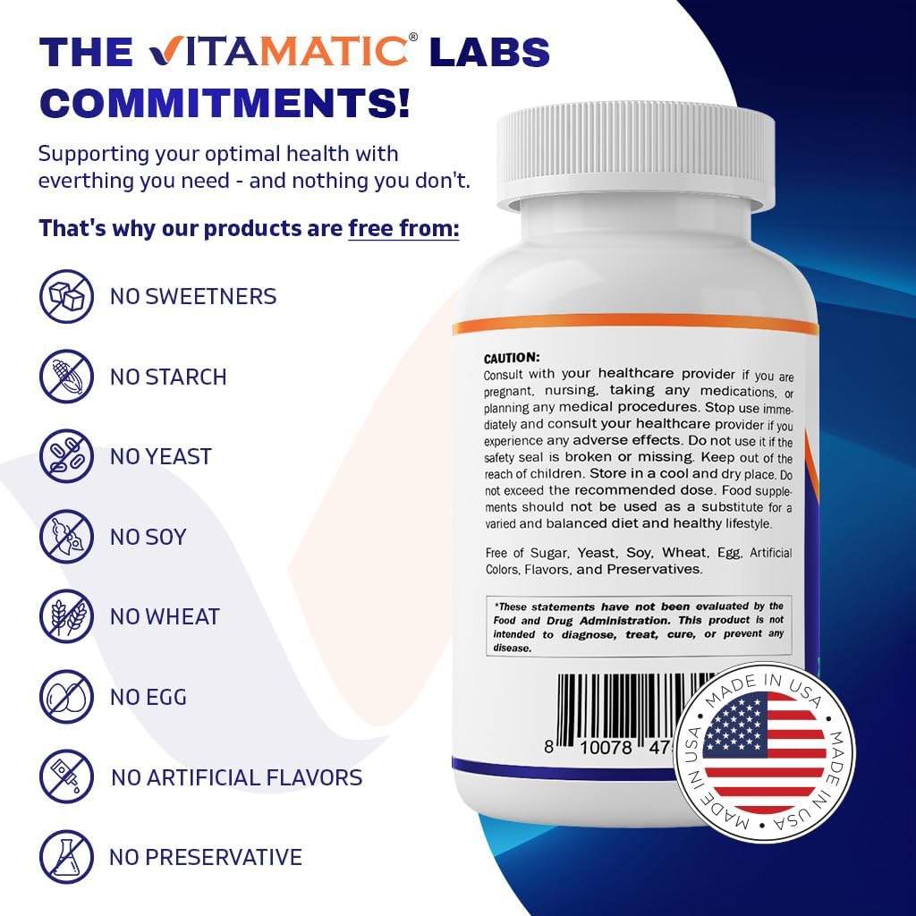 Vitamatic Potassium Supplement, 1020 mg, 240 Vegtable Capsules - Non-GMO - Gluten Free - Made in USA