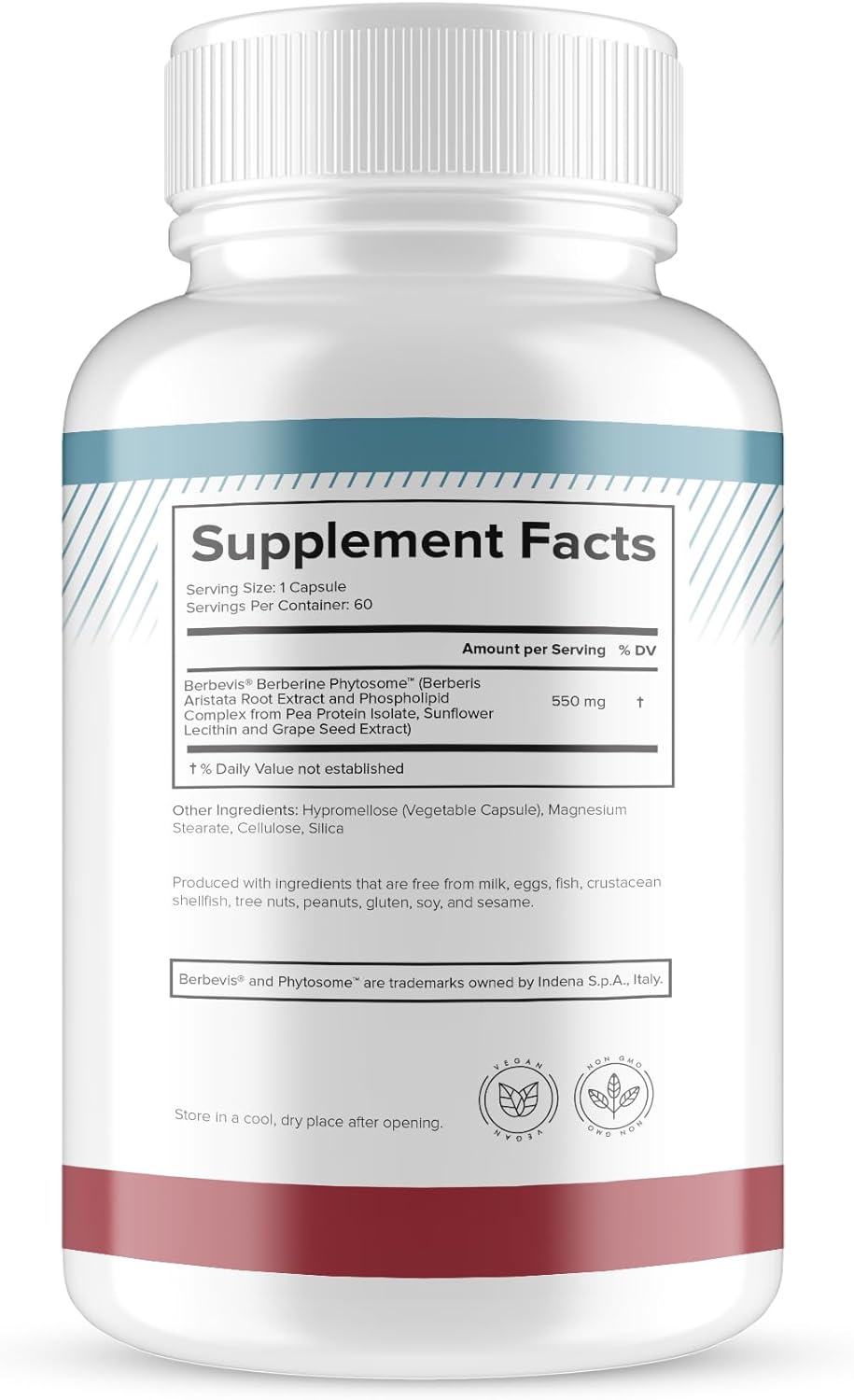 Berberine Phytosome with Berbevis, 550mg Enhanced Absorption Supplement for Metabolic Support & Heart Health, Highly Bioavailable Berberine Complex, Gluten-Free, Non-GMO, 60 Vegetarian Capsules