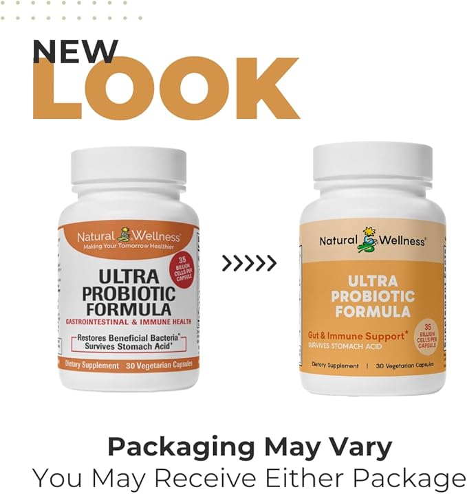 Natural Wellness Ultra Probiotics – 35 Billion CFUs with Prebiotics – Probiotics for Women & Men for Digestive Health, Gut Balance & Immune Support – High Potency, Shelf-Stable, 30-Day Supply