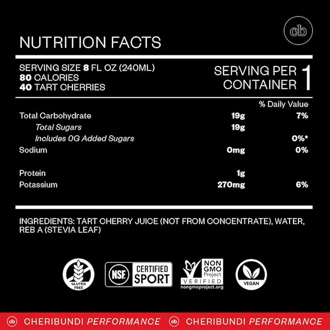 Cheribundi Tart Cherry Juice Sleep | Tart Cherry Juice with L-Theanine & Valerian Root | Athletes Recovery Drink | Promotes Restorative Sleep, Muscle Recovery & Boosts Performance | 8 floz (24 Pack)