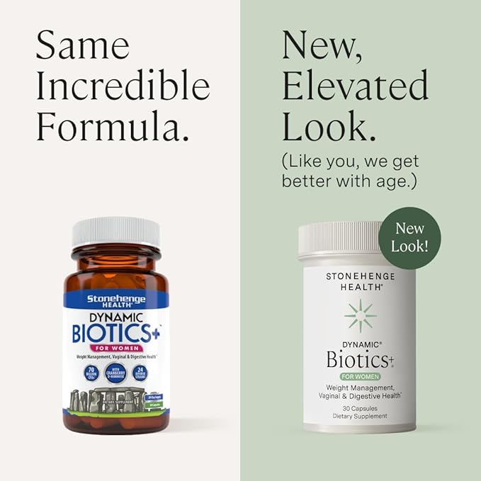 Stonehenge Health Biotics for Women Probiotic 70 Billion CFU, 24 Strains + Prebiotic Fiber, Weight Management, Focus & Mood, Digestive, Vaginal & Immune Support, Non-GMO, 30 Delayed-Release Veg Caps