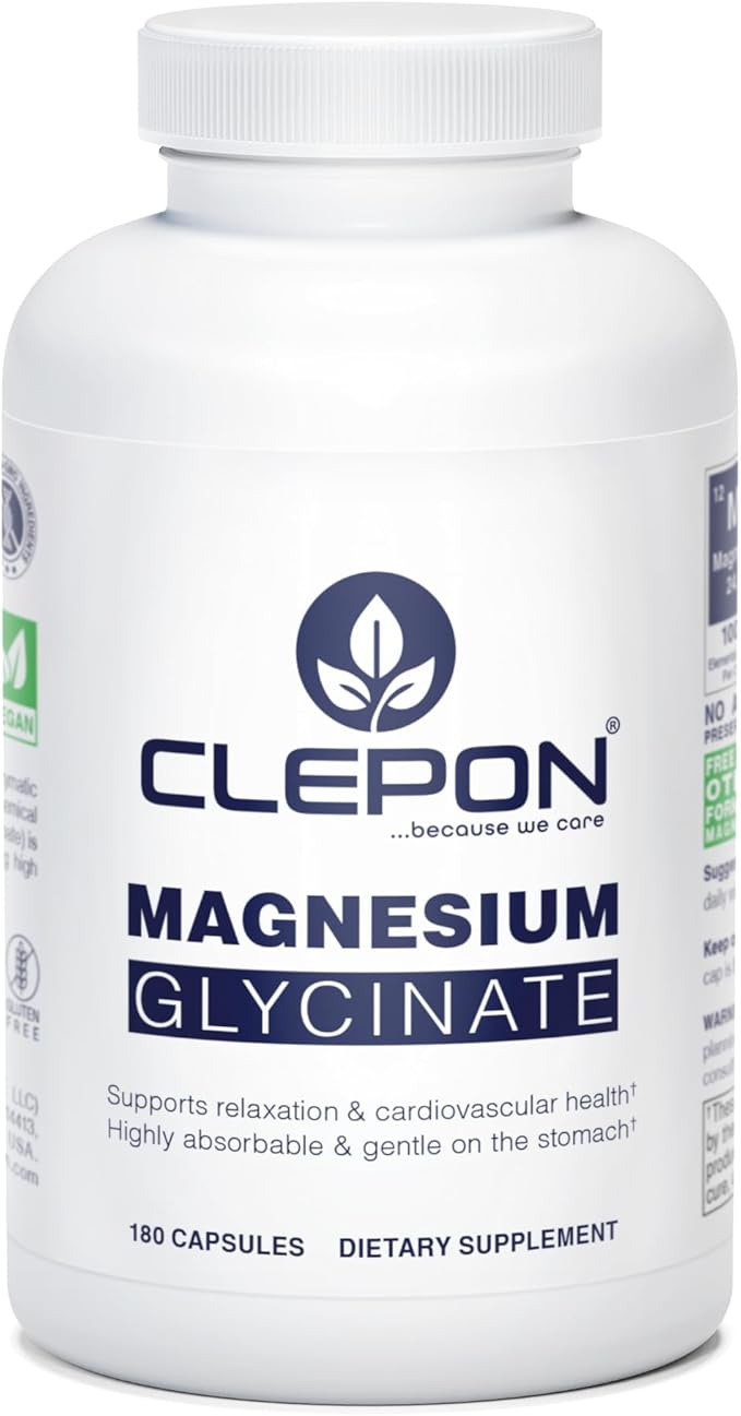 Magnesium Glycinate (100mg Elemental per Capsule) - 180 Capsules - High Absorption, Fully Chelated - Sleep Support, Relaxation, Muscle Cramps & Heart Health - 3rd Party Tested, Non-GMO, Vegan
