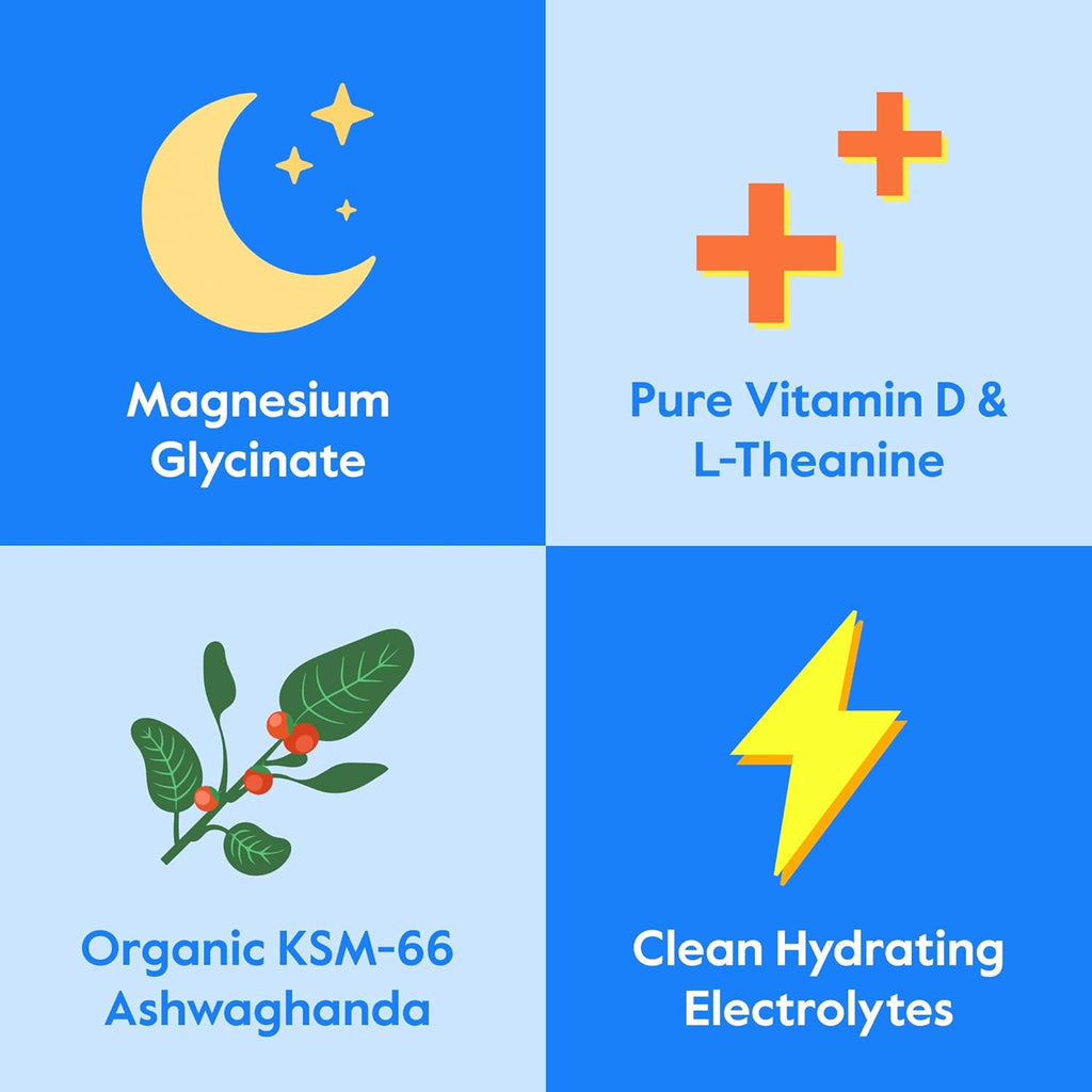 Nectar Calm Magnesium Glycinate Drink Mix - Sugar Free & Zero Calorie - with Organic Ashwagandha, Vitamin D, L-Theanine, Hydrating Electrolytes - Relax, Focus & Calm (Strawberry Lemonade 30 Sticks)
