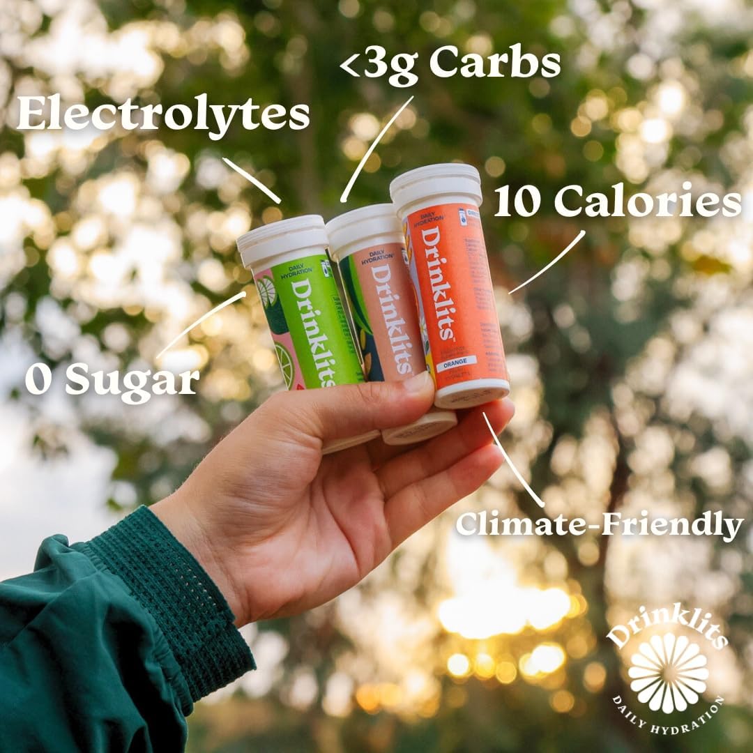 Drinklits Lemon Lime Electrolyte Tablets for Hydration | Great Taste - 0g Sugar - Essential Electrolytes - Daily Use | Single Tube (10 Tablets/Servings)