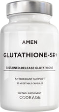 Amen Glutathione-SR+ Advanced Sustained-Release Supplement - 2-Month Supply - Reduced L-Glutathione - Galactomannans Fenugreek Seed - Time-Reduced Matrix - Non-GMO - 60 Capsules