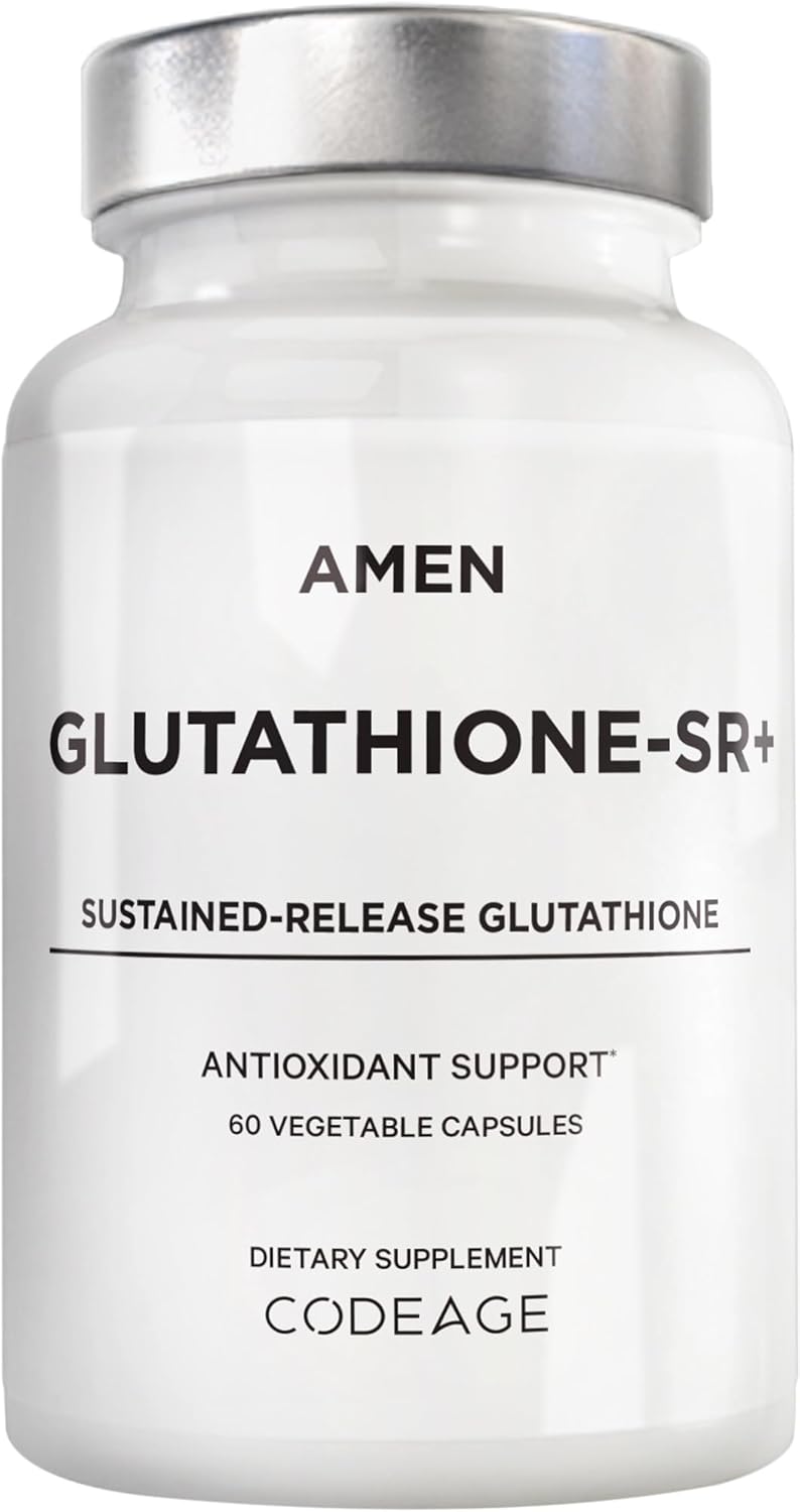 Amen Glutathione-SR+ Advanced Sustained-Release Supplement - 2-Month Supply - Reduced L-Glutathione - Galactomannans Fenugreek Seed - Time-Reduced Matrix - Non-GMO - 60 Capsules