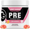 Honey Badger Pre Workout Powder, Keto Vegan Preworkout for Men & Women, Beta Alanine & Caffeine, Sugar Free Natural Energy Supplement, Pink Lemonade, 30 Servings