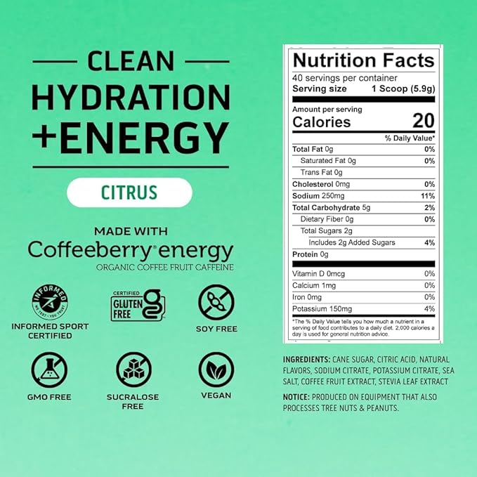 ASCENT Citrus Hydration Plus Energy, 8.17 OZ