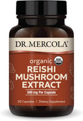 Dr. Mercola Organic Reishi Mushroom Extract, Dietary Supplement, Immune Support, Non-GMO, Certified USDA Organic - 30 Servings (30 Capsules)