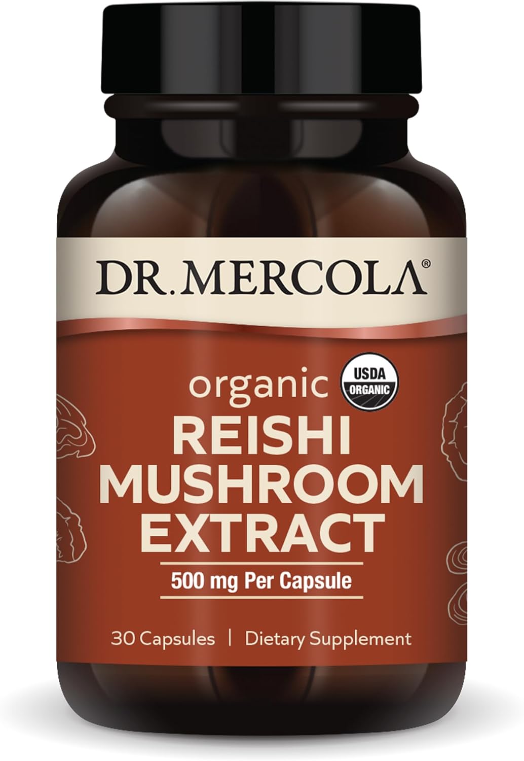 Dr. Mercola Organic Reishi Mushroom Extract, Dietary Supplement, Immune Support, Non-GMO, Certified USDA Organic - 30 Servings (30 Capsules)