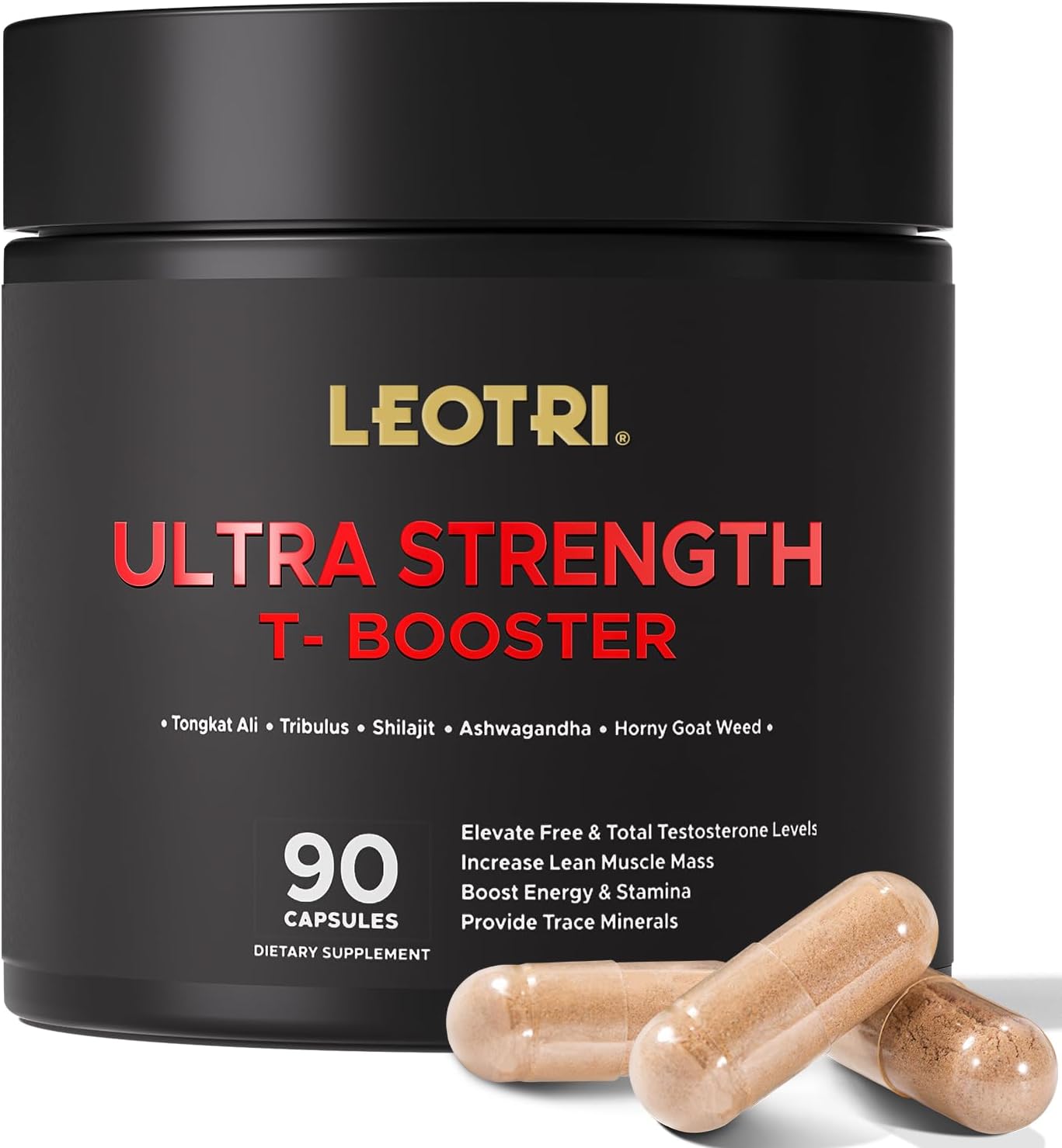 Ultra Strength T-Booster for Men: 23,900mg Herbal Blend with Tongkat Ali, Ashwagandha, Shilajit & More – Supports Muscle Strength, Energy & Stamina – 90 Capsules