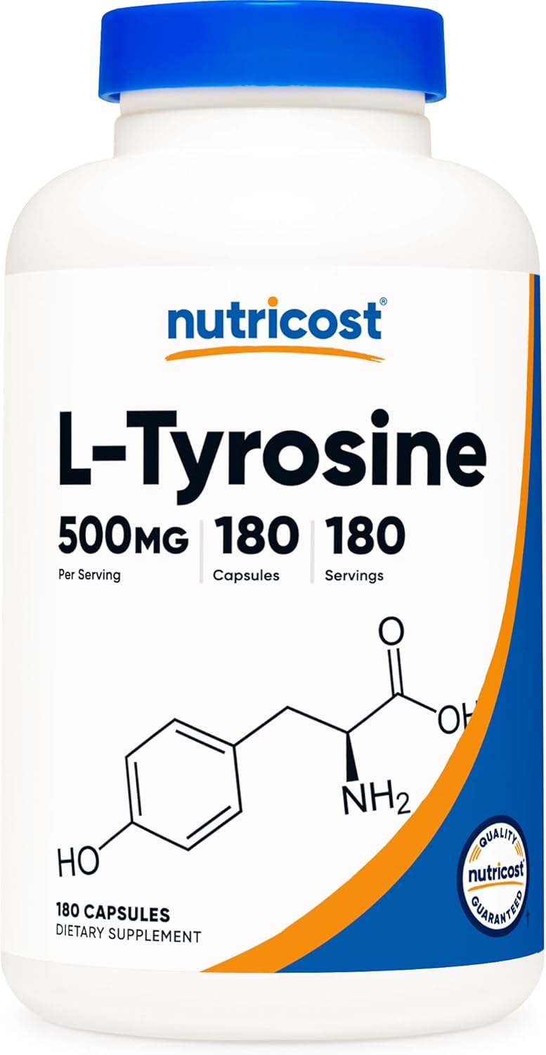 Nutricost L-Tyrosine 500mg, 180 Capsules (2 Bottles)