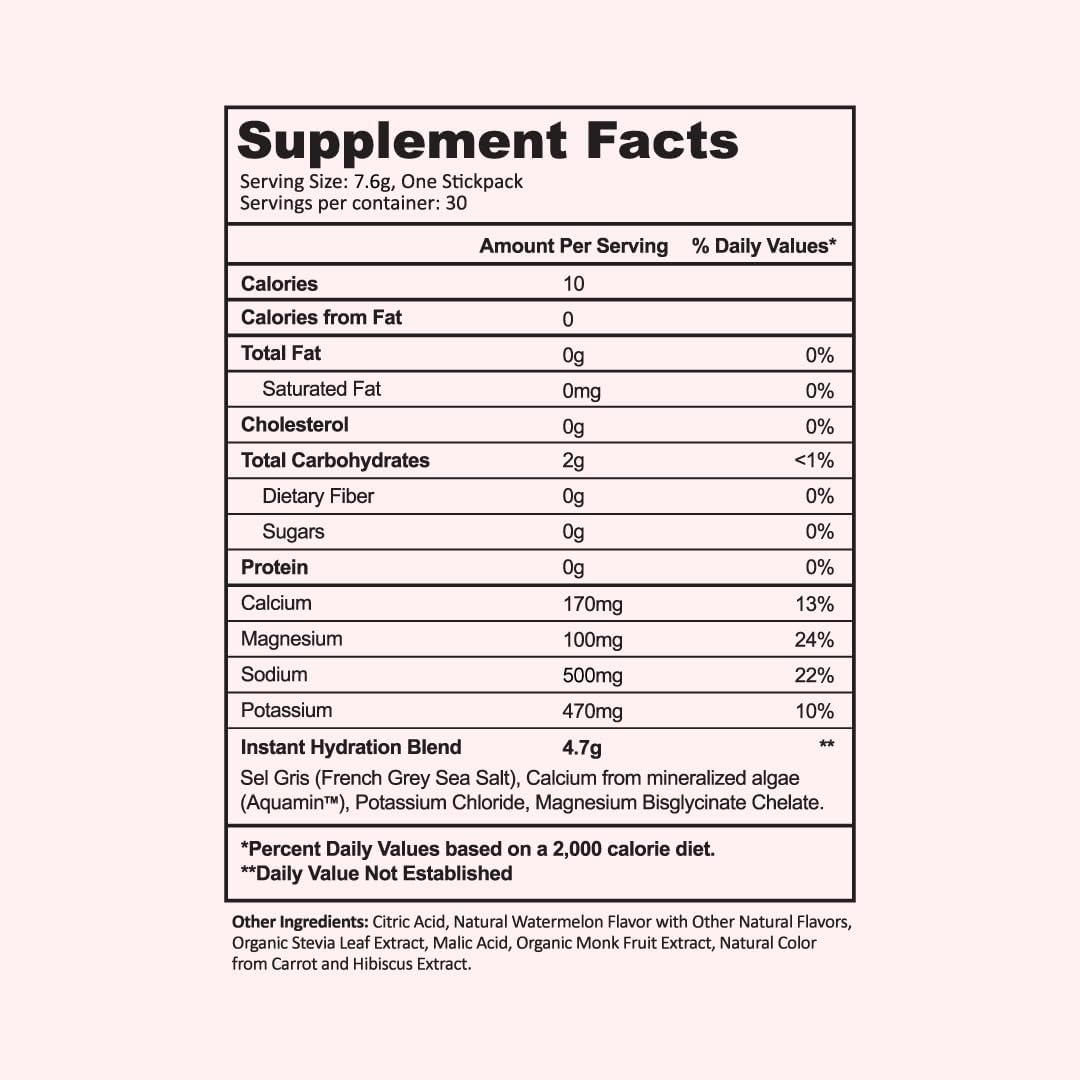 Instant Hydration Electrolytes Powder Packets - Electrolyte Drink Mix - Zero Sugar - Keto, Vegan, Gluten-Free, Non-GMO - Boost Recovery, Brain Health, Muscle & Tissue Support- 30 Sticks