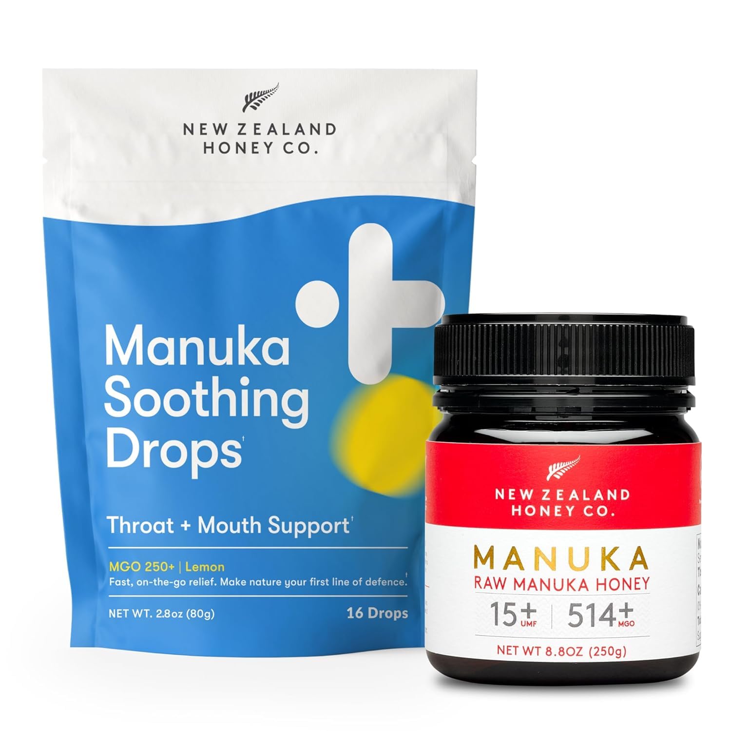 New Zealand Honey Co. Manuka Honey UMF 15+ | MGO 514+ 8.8 oz & Cough Drop MGO 263+ 16 count