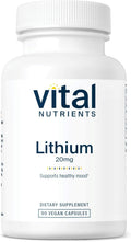 Vital Nutrients Lithium Orotate 20mg | Vegan Lithium Supplements for Memory, State of Mind, and Behavioral Health* | Gluten, Dairy, Soy Free | 90 Capsules
