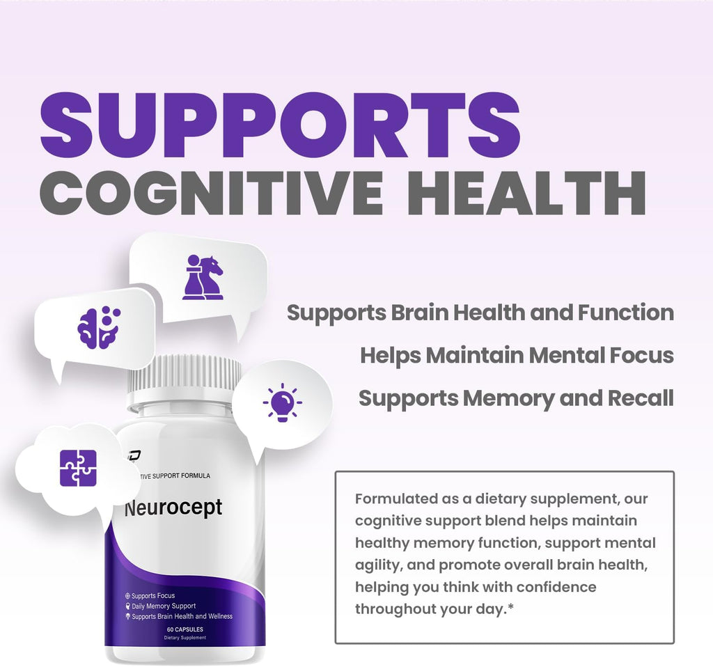 Neurocept Supplement Capsules – Neurocept All Natural Maximum Strength Formula Focus Memory Support and Reviews (3 Pack – 300 Capsules)