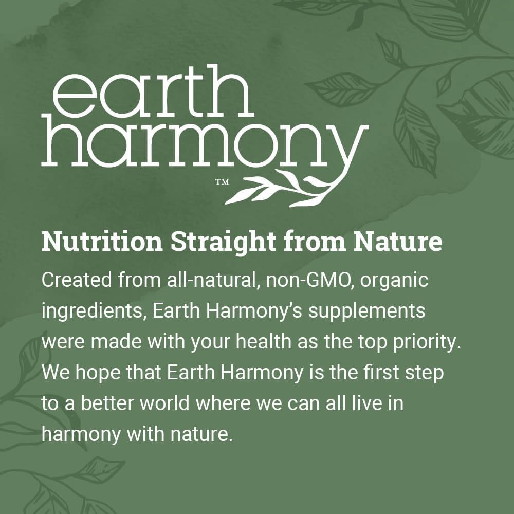 Earth Harmony Organic Turkey Tail Mushroom Capsules (1200mg Pure Extract) - Superfood Mushroom Supplement Helps Support Brain Health - Premium Powder Extract - 120 Capsules (2-Month Supply)