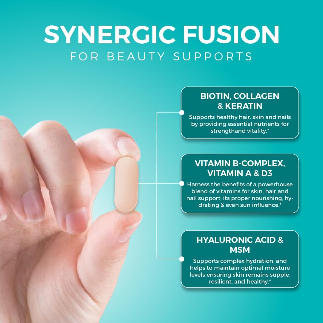 Hyaluronic Acid Supplement, Natural Skin Hydration, Advanced Joint Support and Mobility Booster, Type II Hydrolyzed Collagen, Turmeric, Glucosamine, Chondroitin, 30Caplets 850Mg