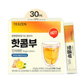 TEAZEN Lemon Ginger Hot Kombucha Tea, Live Probiotics & Postbiotics, Relaxation and Warmth for Colds and Sore Throat, Hydration Drink Mix, Sugar Free, 30 Sticks, 5.29oz